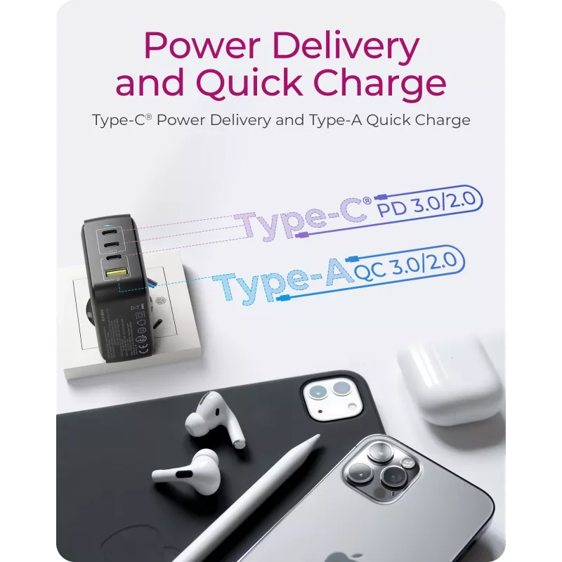 ICY BOX IB-PS1040-PD Universal Black AC Fast charging Indoor