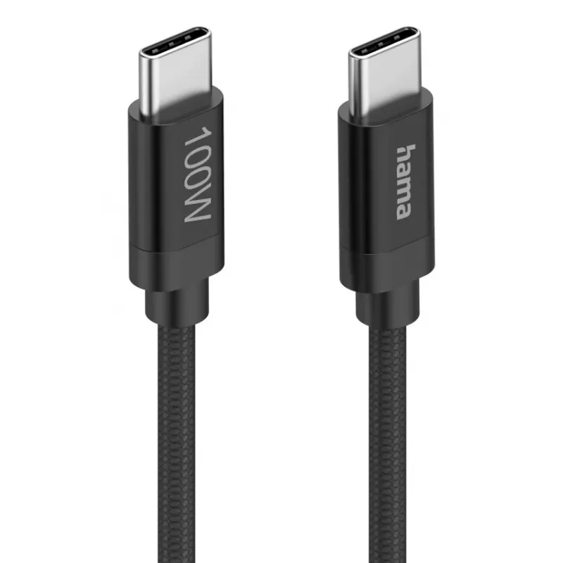 Hama Fabric USB cable USB 2.0 1.5 m USB C Black