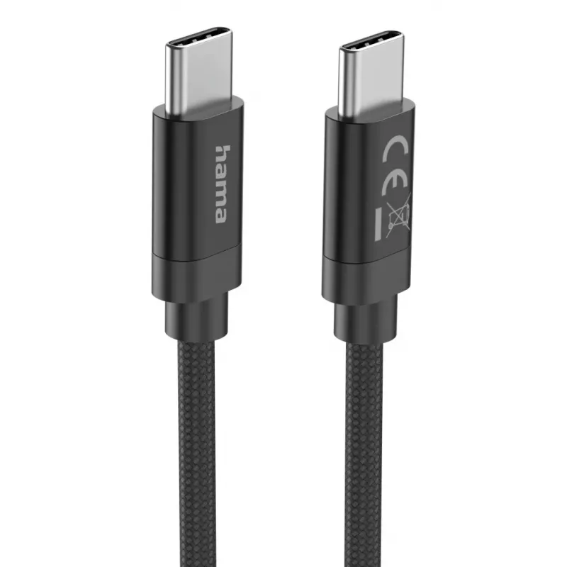 Hama Fabric USB cable USB 2.0 3 m USB C Black