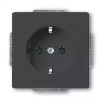 Socket-outlet CEE 7/3 Busch-Jaeger 2013-0-5265, 2P+E, 250V/16A, black, 71×41 mm