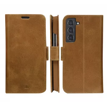 Folio phone case dbramante1928 Copenhagen Slim for Samsung Galaxy S22, 6.1 inch screen, tan, desktop stand