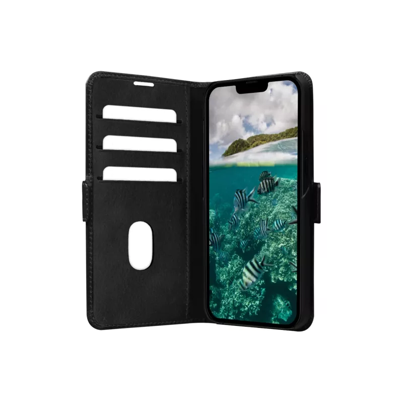 Wallet case dbramante1928 Copenhagen for iPhone 14 Plus (6.7 inch) — Black, 3 card pockets, desktop stand
