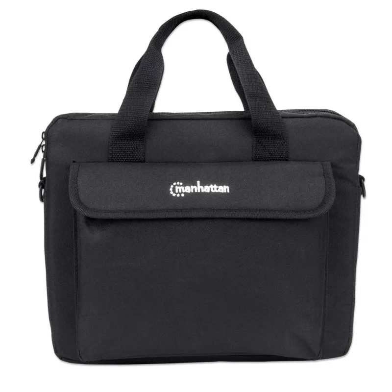 Manhattan London Laptop Bag 12.5 inch, Top Loader, Black, LOW COST, Accessories Pocket, Shoulder Strap (removable), Notebook Case, Three Year Warranty