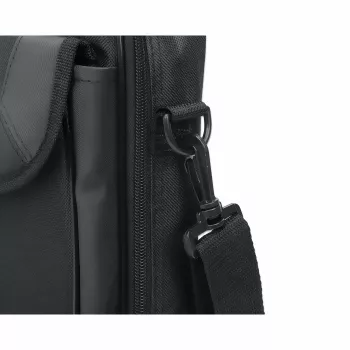 Manhattan Cambridge Laptop Bag 14.1 inch, Clamshell Design, Black, LOW COST, Accessories Pocket, Document Compartment on Back, Shoulder Strap (removable), Equivalent to Targus CN313/CN414EU, Notebook Case, Three Year Warranty
