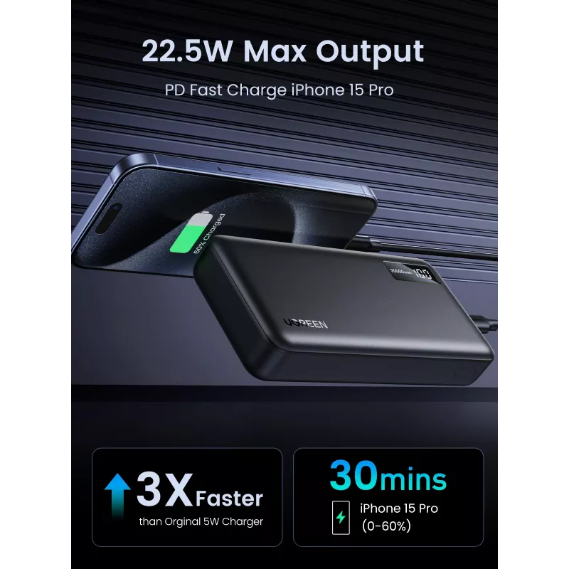 Ugreen 25683 power bank 20000 mAh Black