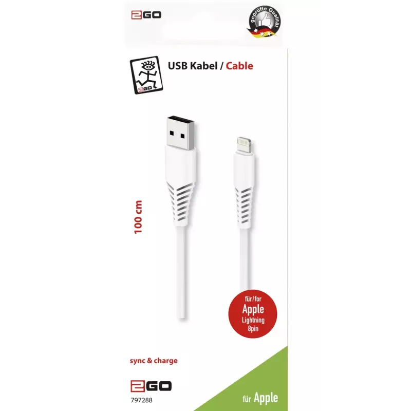 Lightning cable 2GO 797288 1 m White USB B