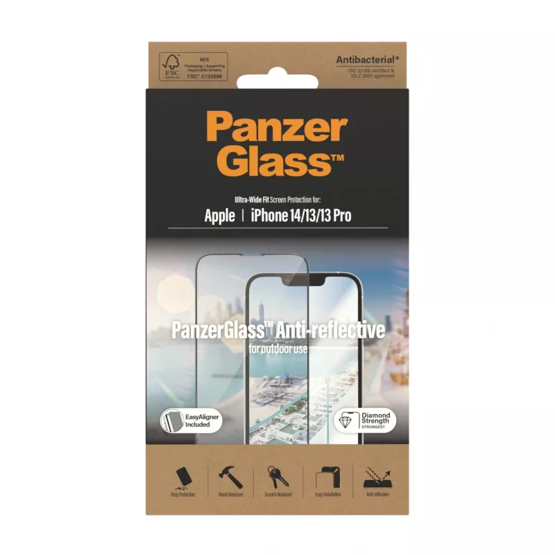 Screen protector PanzerGlass Anti-reflective for Apple iPhone 14 / 13 / 13 Pro — Tempered glass, PET, Ultra-wide fit, EasyAligner