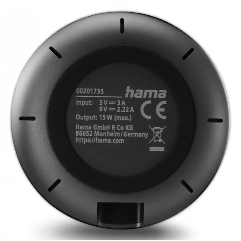 Hama 00201735 mobile device charger Smartphone Black USB Wireless charging Fast charging Indoor
