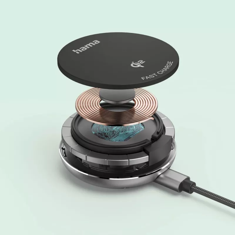 Hama 00201735 mobile device charger Smartphone Black USB Wireless charging Fast charging Indoor