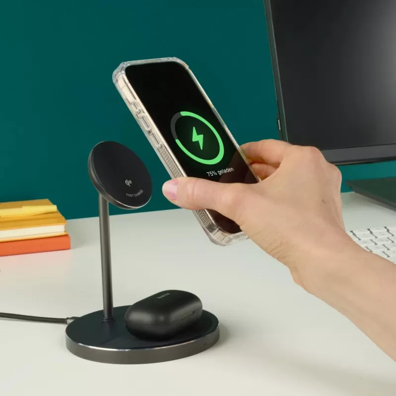 Hama 00201738 mobile device charger Headphones, Smartphone Black USB Wireless charging Fast charging Indoor