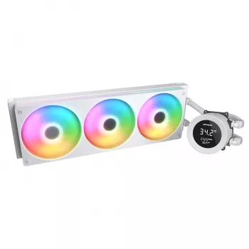 All-in-one CPU Liquid Cooler Cougar Poseidon Vistek 360, ARGB, 120 mm fans, White, supports LGA1700/AM5