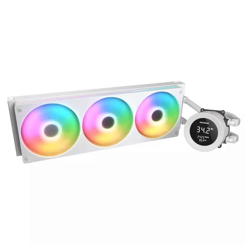 All-in-one CPU Liquid Cooler Cougar Poseidon Vistek 360, ARGB, 120 mm fans, White, supports LGA1700/AM5