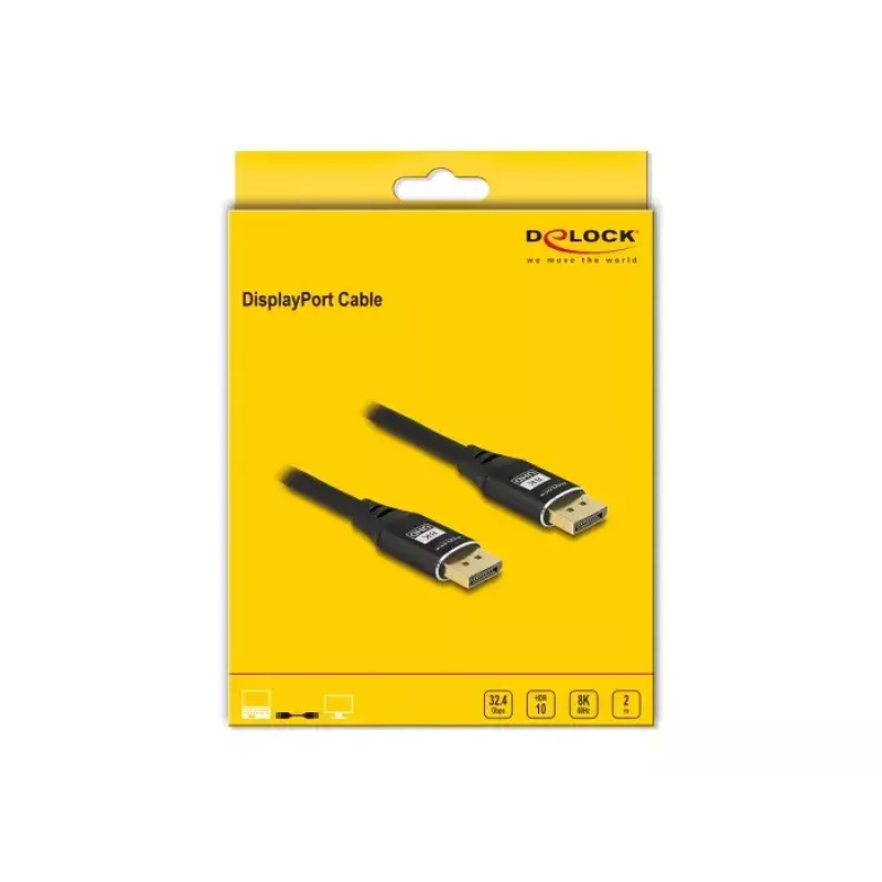 DeLOCK DisplayPort Cable 8K 60 Hz 2 m Black Metal