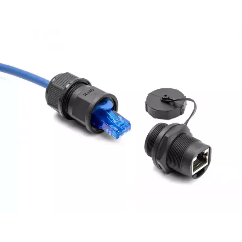 DeLOCK RJ45 Cat.6A Coupler with sealing cap IP67 dust and waterproof