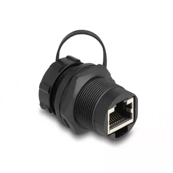 DeLOCK RJ45 Cat.6A Coupler with sealing cap IP67 dust and waterproof
