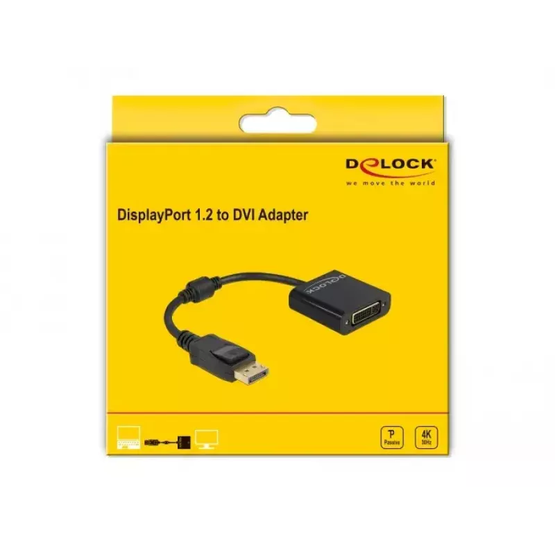 DeLOCK Adapter DisplayPort 1.2 male to DVI female 4K Passive black