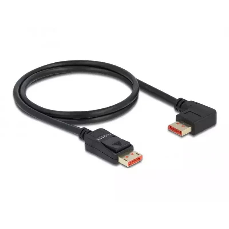 DisplayPort cable DeLOCK 87044 8K 60Hz 1m male straight to 90° left angled