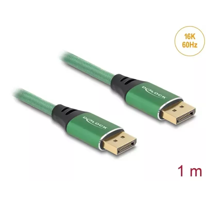 DeLOCK DisplayPort Cable 16K 60 Hz 1 m green metal