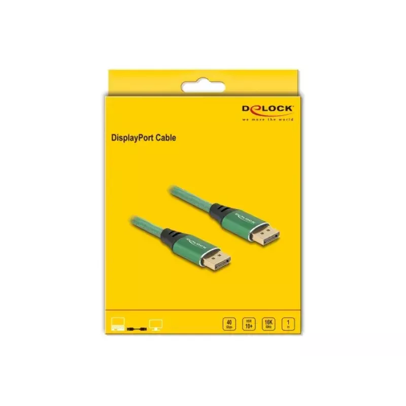 DeLOCK DisplayPort Cable 16K 60 Hz 1 m green metal