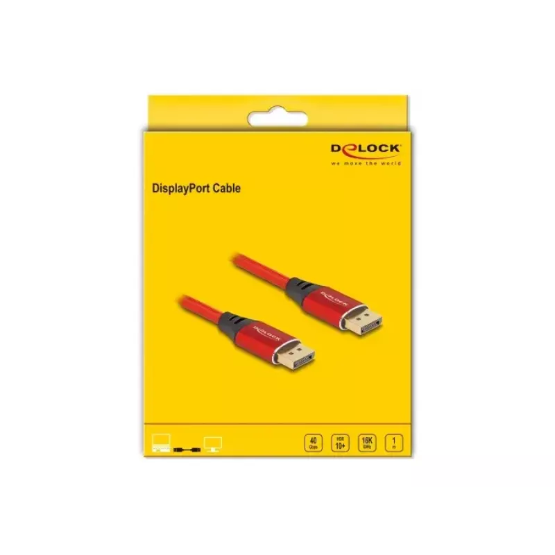 DeLOCK DisplayPort Cable 16K 60 Hz 1 m red metal