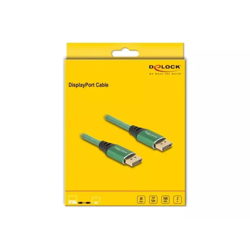 DeLOCK DisplayPort Cable 16K 60 Hz 2 m green metal