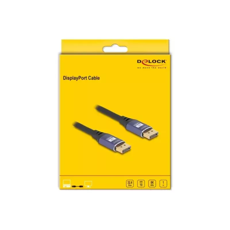 DeLOCK DisplayPort Cable 8K 60 Hz 1 m lila metal