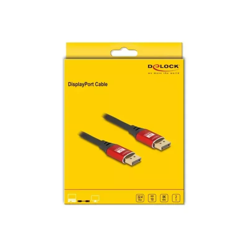 DeLOCK DisplayPort Cable 8K 60 Hz 2 m red metal