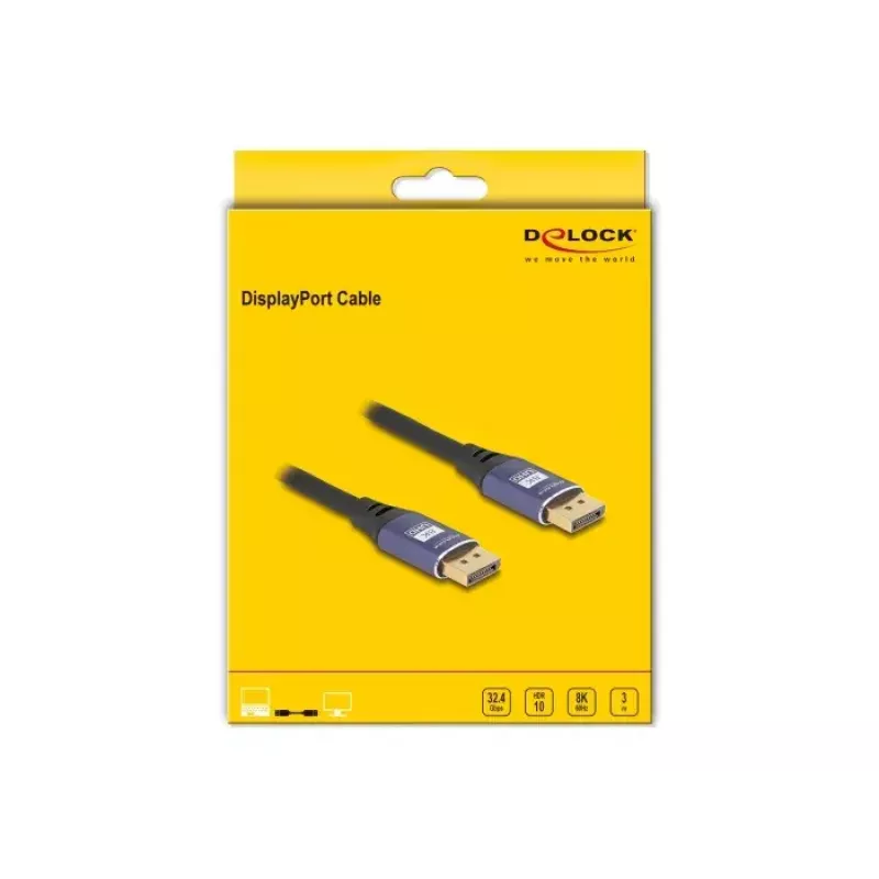 DeLOCK DisplayPort Cable 8K 60 Hz 3 m lila metal