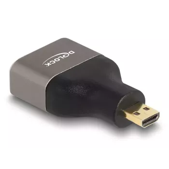 DeLOCK HDMI Adapter Micro-D male to A female 8K 60 Hz grey metal