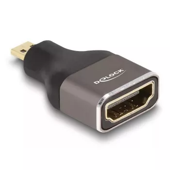 DeLOCK HDMI Adapter Micro-D male to A female 8K 60 Hz grey metal