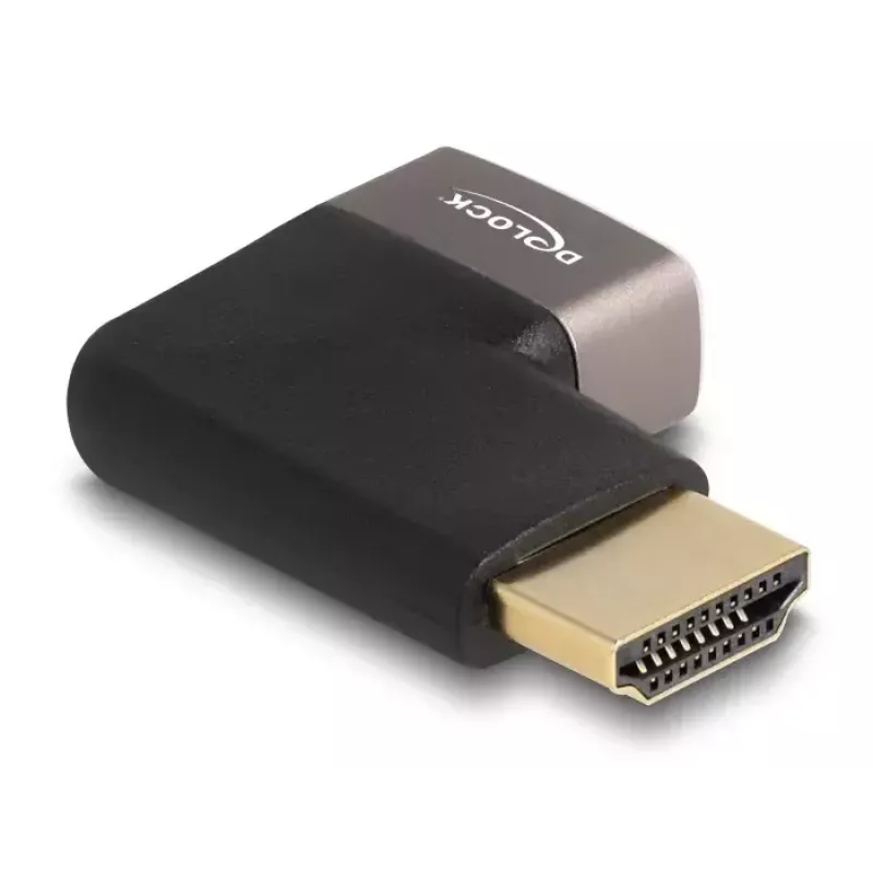 DeLOCK HDMI Adapter male to female 90° right angled 8K 60 Hz grey metal