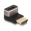 DeLOCK HDMI Adapter male to female 90° downwards angled 8K 60 Hz grey metal