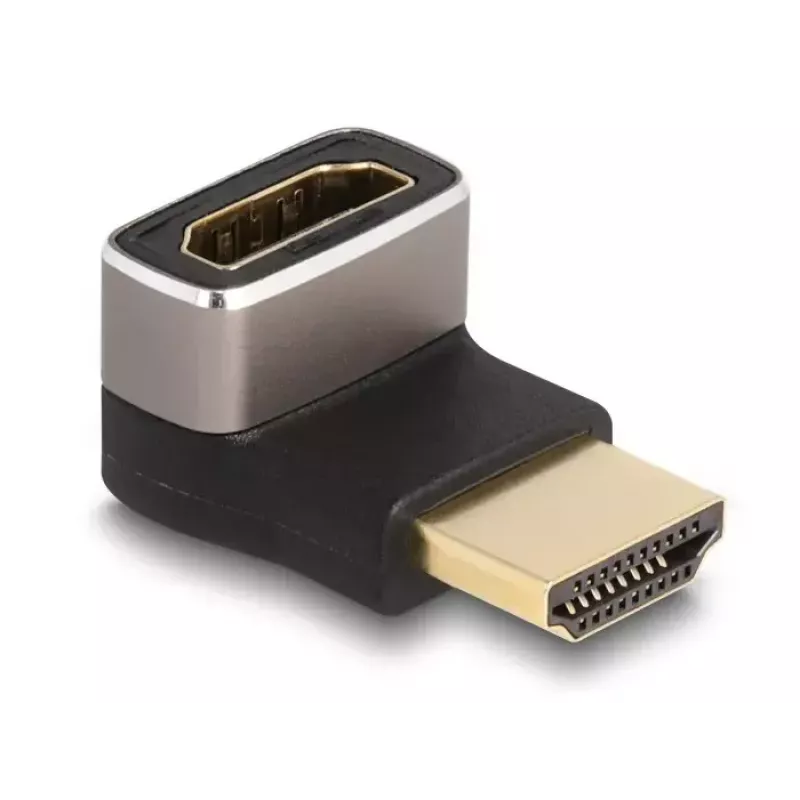 DeLOCK HDMI Adapter male to female 90° downwards angled 8K 60 Hz grey metal
