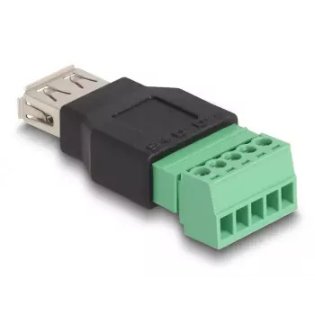 DeLOCK USB 2.0 Type-A female to Terminal Block Adapter 2-part Black Green