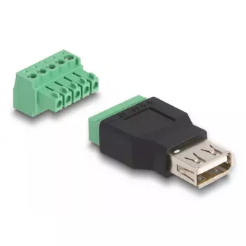 DeLOCK USB 2.0 Type-A female to Terminal Block Adapter 2-part Black Green