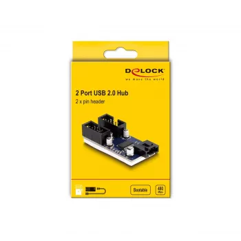 DeLOCK USB 2.0 pin header male Hub 2 Port Black Blue