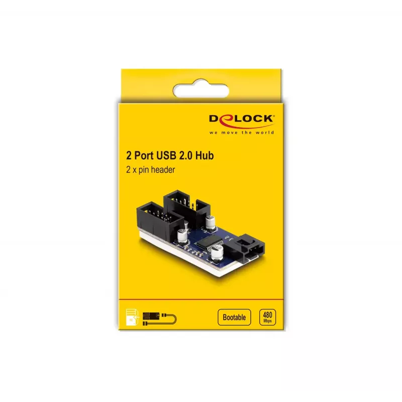 DeLOCK USB 2.0 pin header male Hub 2 Port Black Blue