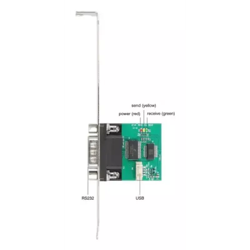 DELOCK 90582 USB 2.0 to RS-232 serial converter/repeater/isolator, FTDI FT231XS, green stainless steel