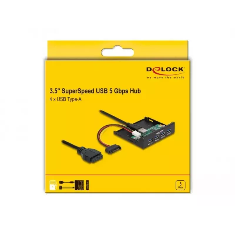 DeLOCK Internal 3.5 inch USB 3.2 Gen 1 Hub 4 port Black