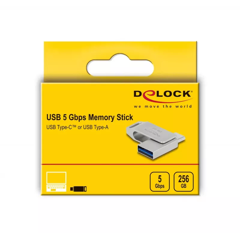USB Flash Drive DeLOCK 256GB USB-C Type-A Metal Housing