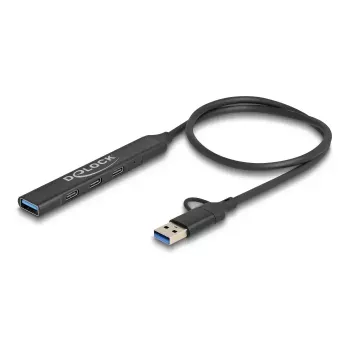 DeLOCK 4 Port Slim USB Hub USB Type-C USB Type-A 5 Gbps Black