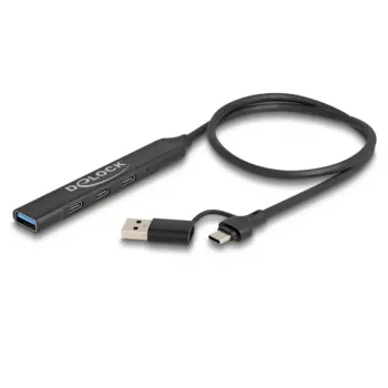 DeLOCK 4 Port Slim USB Hub USB Type-C USB Type-A 5 Gbps Black