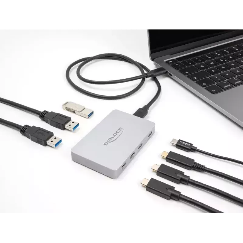 DeLOCK 7 Port USB Hub 4 x USB Type-C 3 x USB Type-A PD 82W