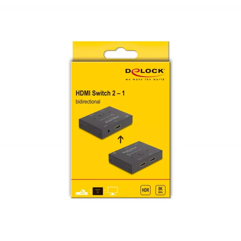 DeLOCK HDMI 2 - 1 Switch bidirectional 8K 60 Hz Metal Black