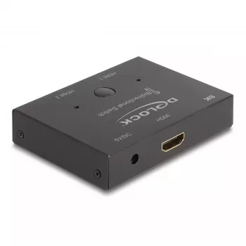 DeLOCK HDMI 2 - 1 Switch bidirectional 8K 60 Hz Metal Black