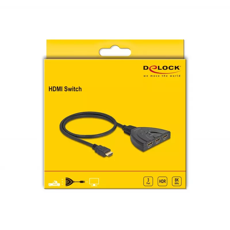 DeLOCK HDMI Switch 3 x HDMI in to 1 x HDMI out 8K 60 Hz