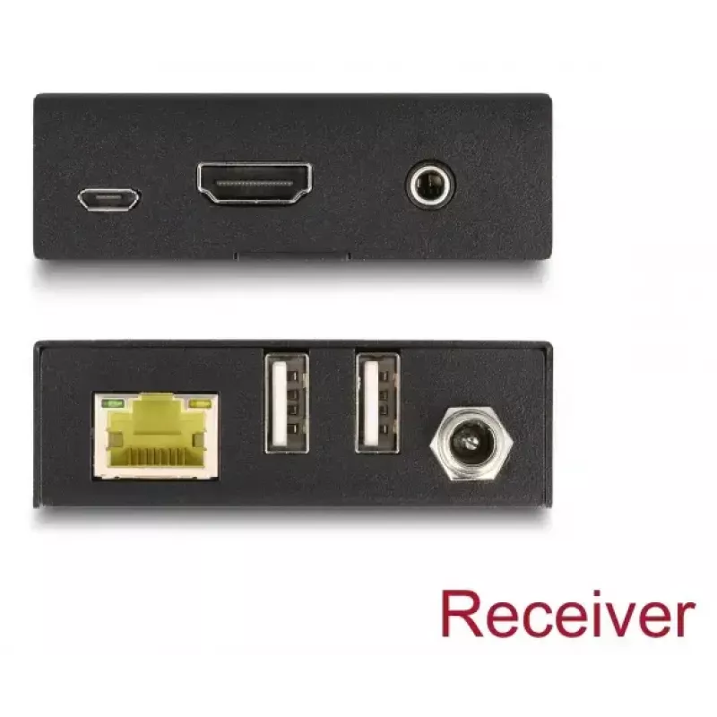 KVM extender DELOCK 65957 — HDMI & USB transmitter and receiver, wired, up to 70 m, 18 Gbit/s, 600 MHz, black