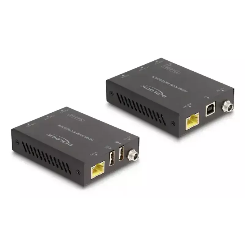 KVM extender DELOCK 65957 — HDMI & USB transmitter and receiver, wired, up to 70 m, 18 Gbit/s, 600 MHz, black