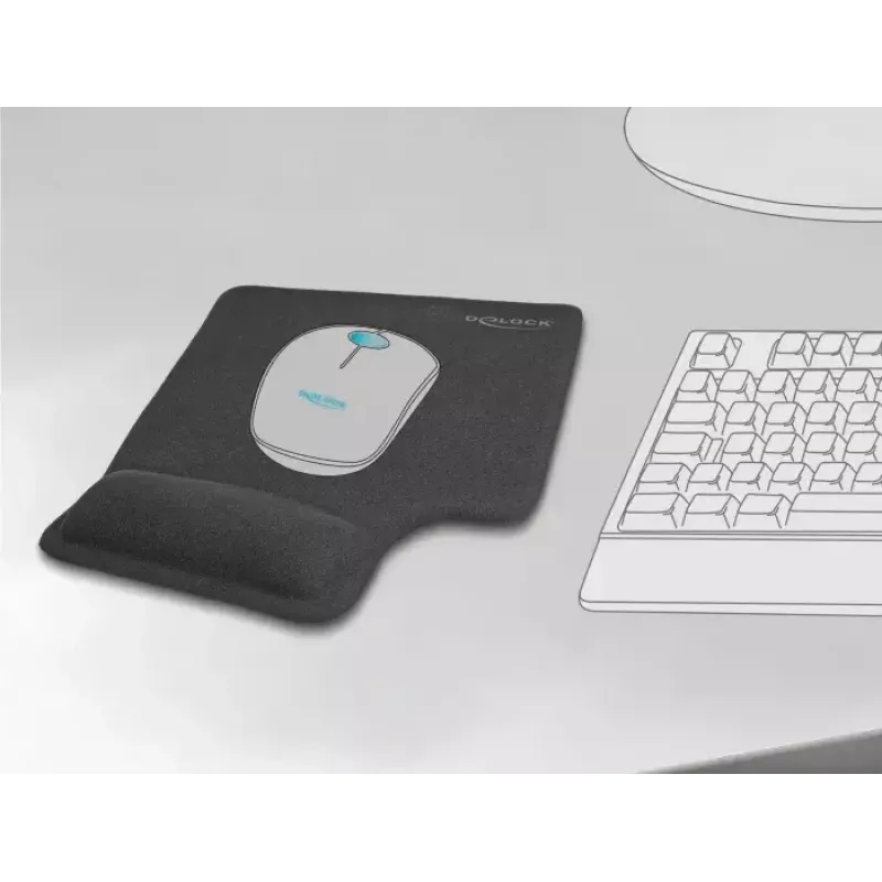 DeLOCK Ergonomic Mouse Pad with Gel Wrist Rest left-hander black