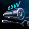 Car charger Joyroom JR-CL07 3-in-1 60W with built-in USB-C cable 1.6 m, black